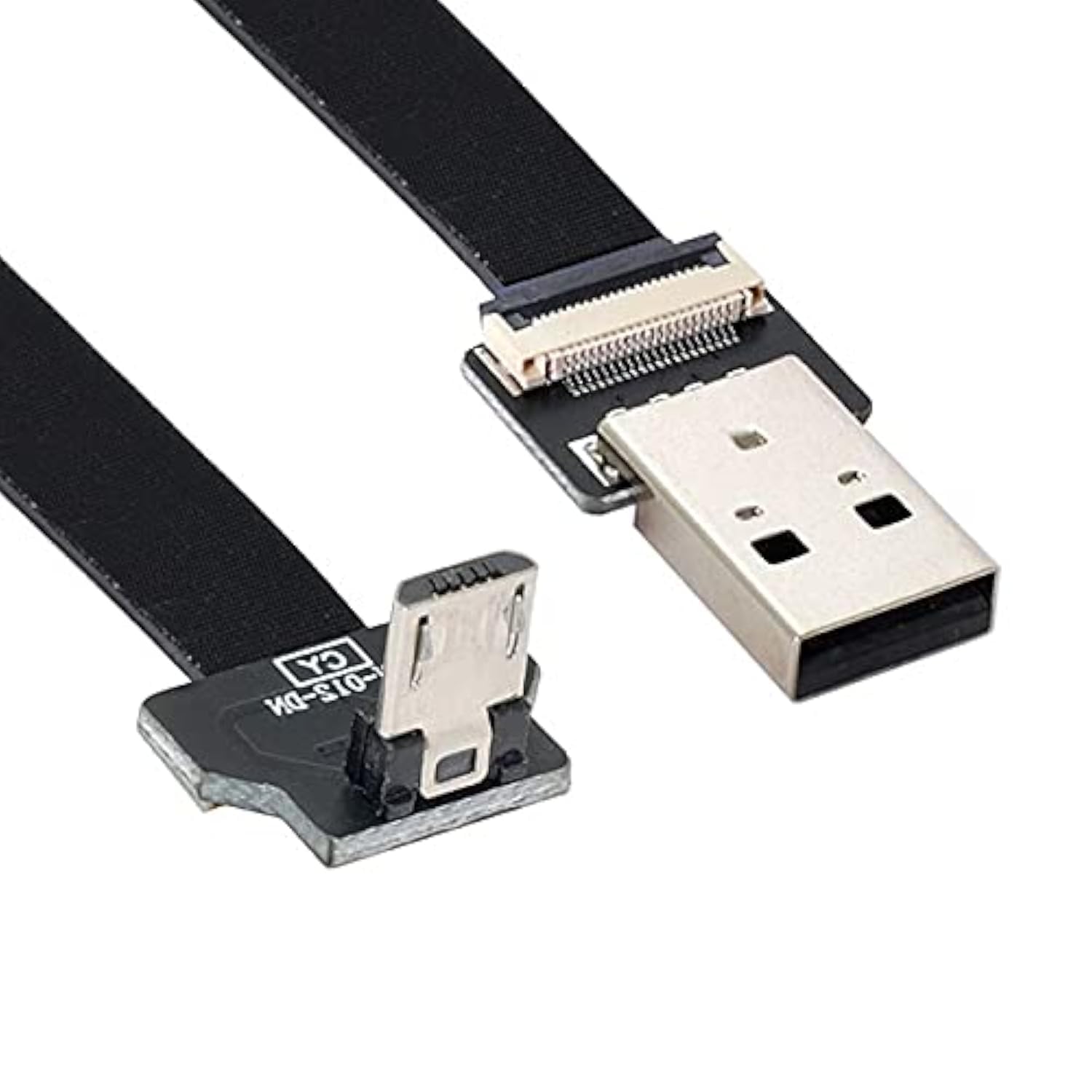 NFHK USB Папа к Micro USB Папа Кабель для передачи данных Плоский Тонкий FPC для и 200 см Угловой вниз 2.0 Тип-A 5-контактный FPV, Диски, Телефоны, чёрный