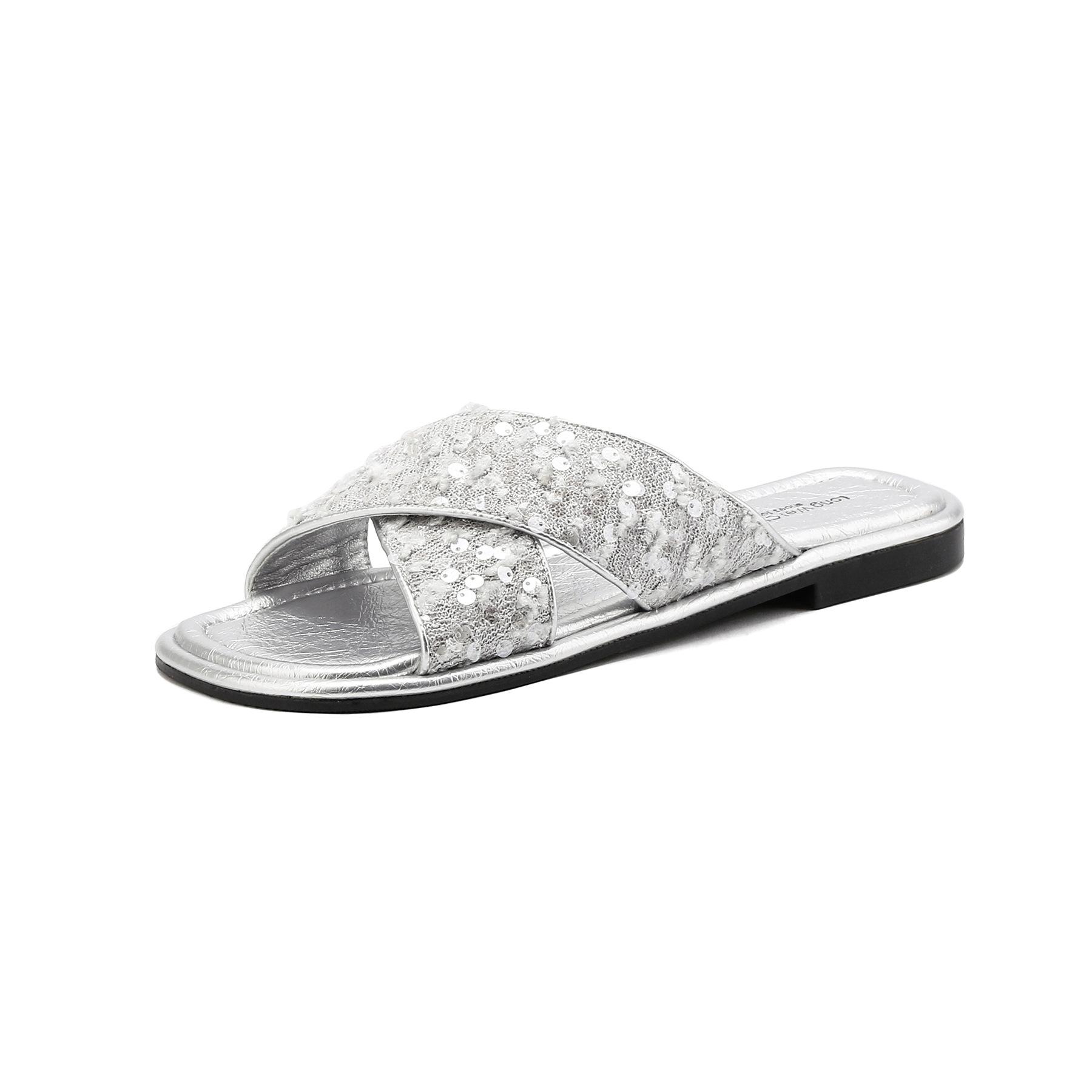 Fashion Silver Paillette Slippers Woman Cross Band Flats Sandals Ladies Summer Flipflops Bling Bling Slides Shoes Femme House Pantuflas 34 серебряный
Fashion Silver Paillette Slippers Woman Cross Band Flats Sandals Ladies Summer Flipflops Bling Bling Slides Shoes Femme House Pantuflas 34 серебряный