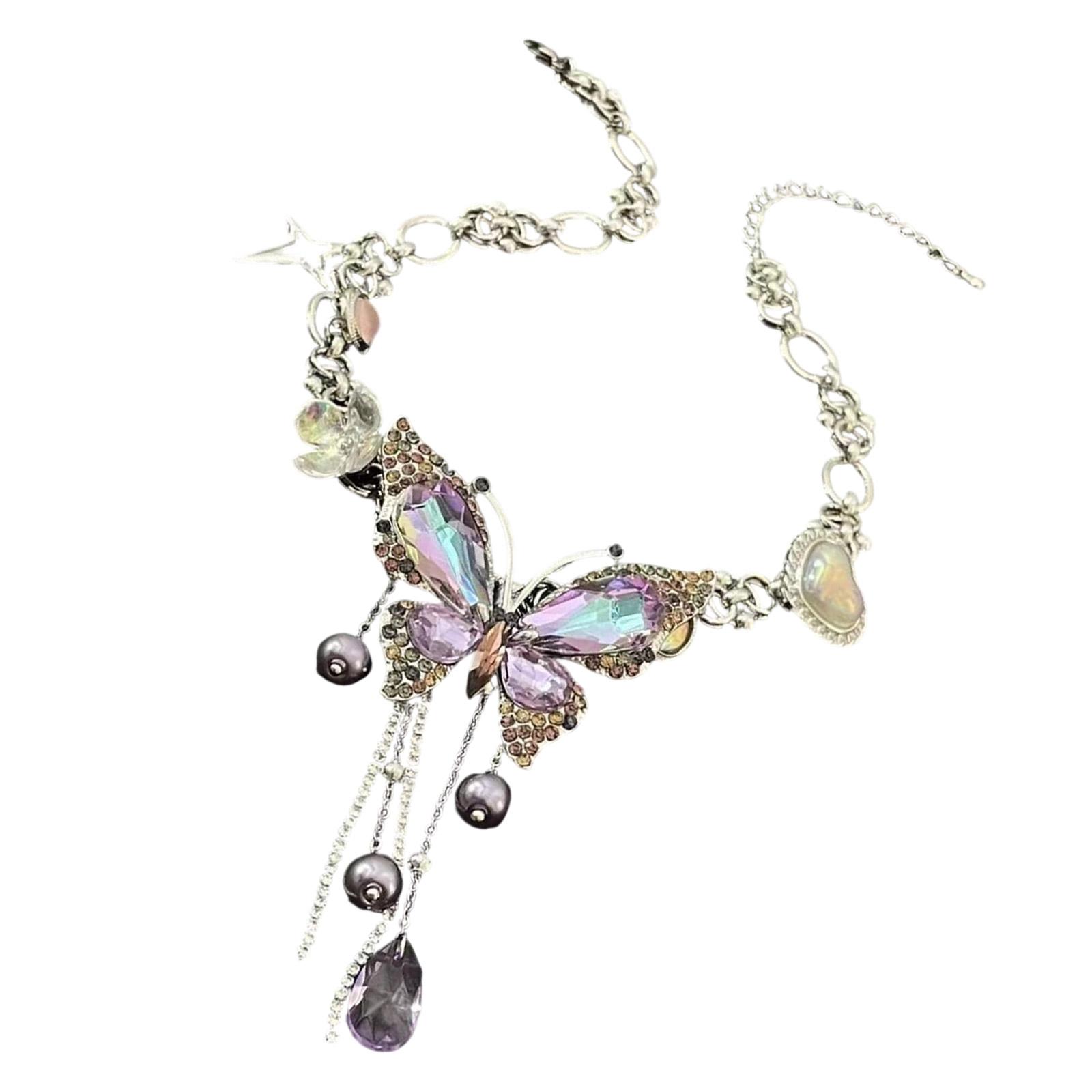 Glittering Layering Crystal Butterfly Love Symbol Necklace Adjustable Neckchain With Dynamic Fringe Handmade Jewelry 1
Glittering Layering Crystal Butterfly Love Symbol Necklace Adjustable Neckchain With Dynamic Fringe Handmade Jewelry 1