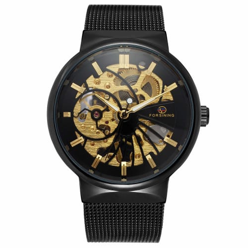 Mastop Men s Unique Skeleton Watch, Mechanical, Stainless Steel with Mesh Band, Waterproof, Luminous, Black
Mastop Men s Unique Skeleton Watch, Mechanical, Stainless Steel with Mesh Band, Waterproof, Luminous, Black