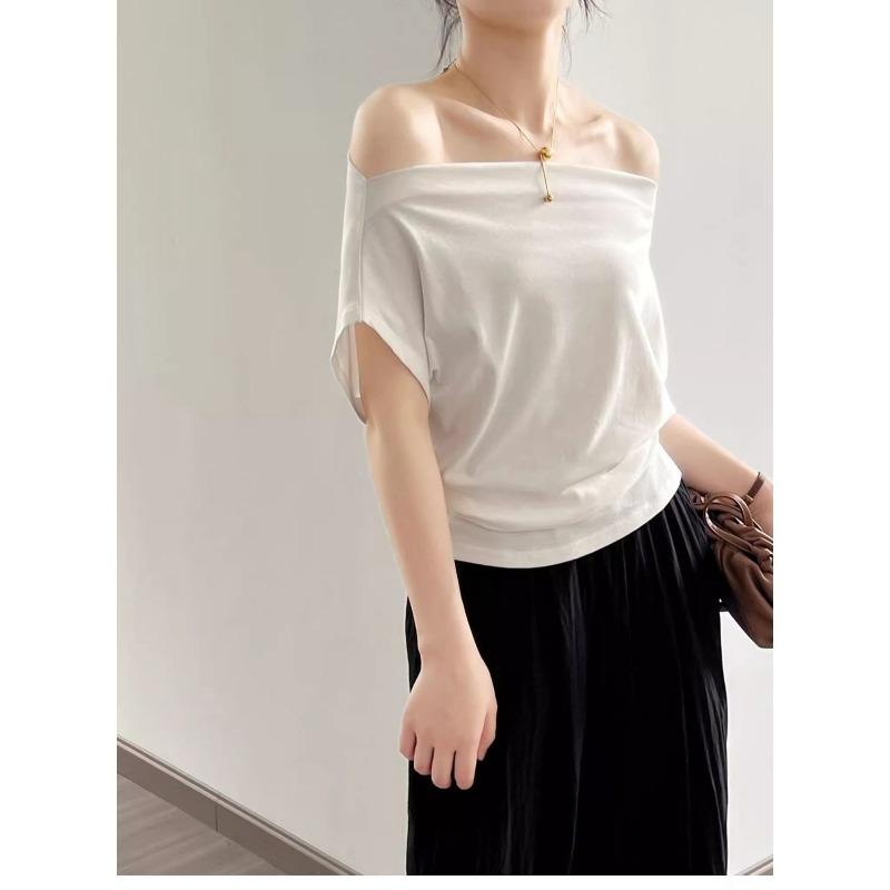 women off-the-shoulder t-shirt short sleeve ruched waist casual solid color fitted tee S белый
women off-the-shoulder t-shirt short sleeve ruched waist casual solid color fitted tee S белый