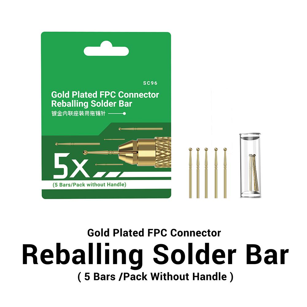 1 Set Of SC98 Gold-plated FPC Soldering Pin Connector Ball Solder Bar, Including A 3-piece Carbon Fiber Desoldering Tool Set
1 Set Of SC98 Gold-plated FPC Soldering Pin Connector Ball Solder Bar, Including A 3-piece Carbon Fiber Desoldering Tool Set