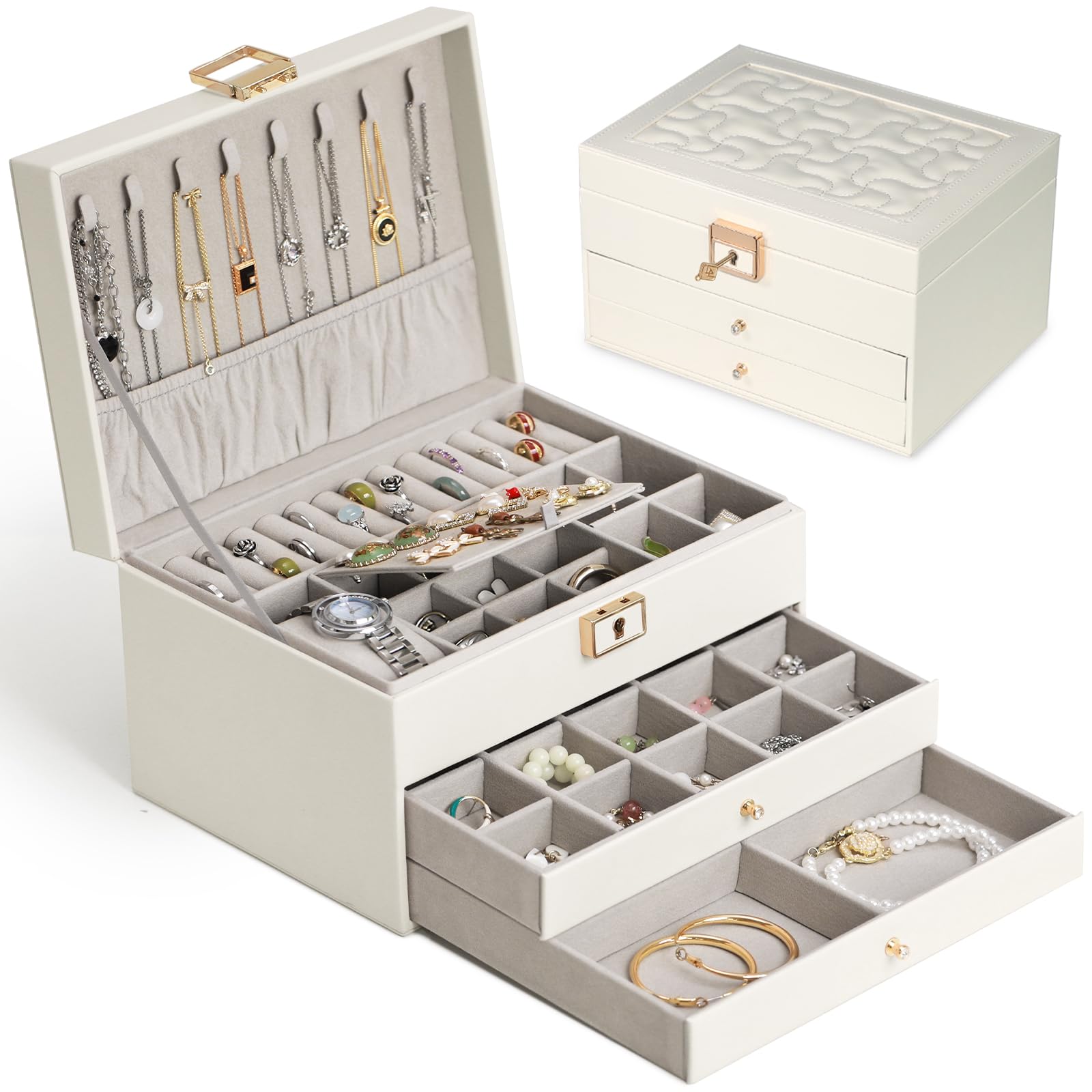 Yoobao Accessory Stylish Drawer Jewelry Large Lock 3 Layer Accessory PU Ring Storage for and Other Small Comes with Removable Jewelry Jewelry Box For білий
Yoobao Accessory Stylish Drawer Jewelry Large Lock 3 Layer Accessory PU Ring Storage for and Other Small Comes with Removable Jewelry Jewelry Box For білий
