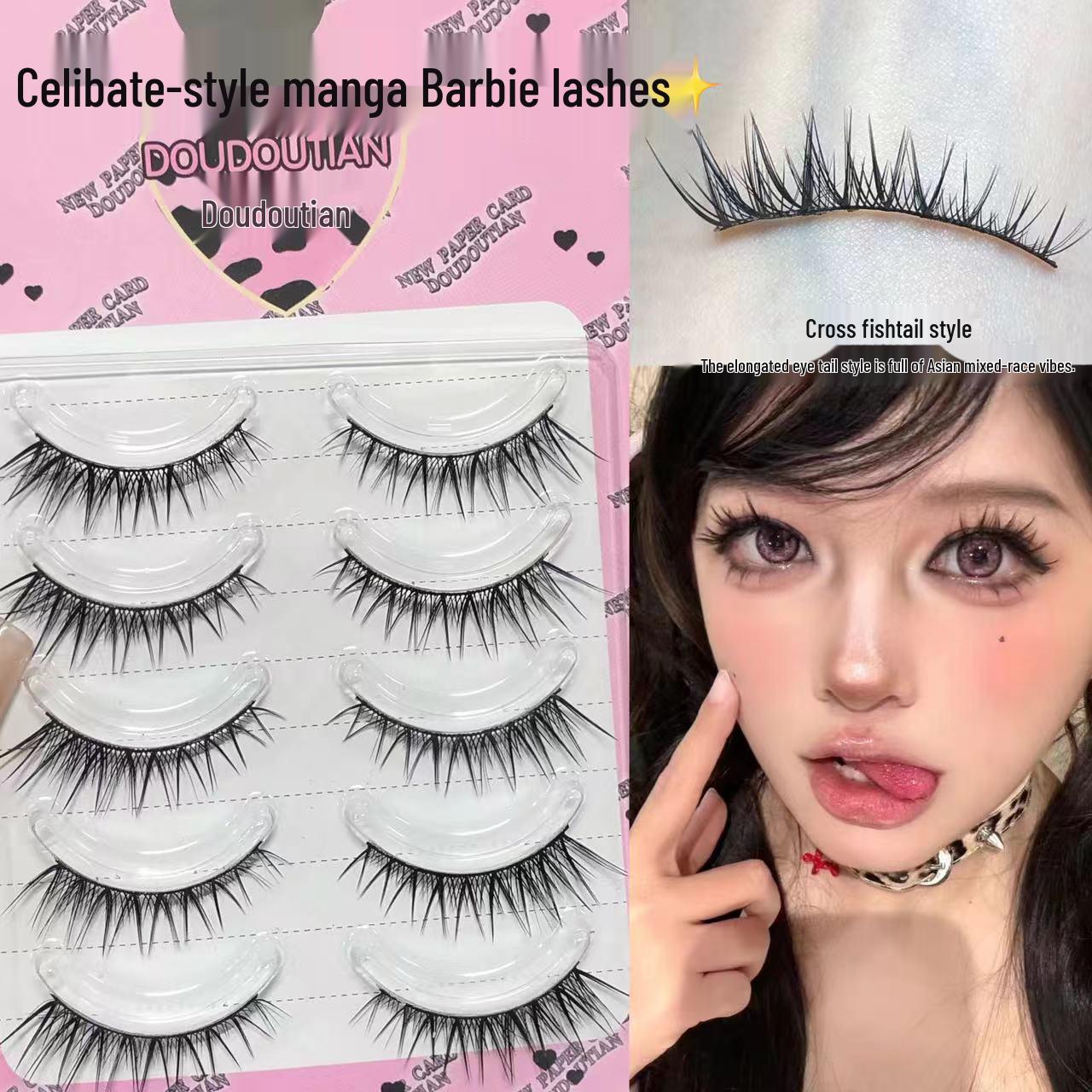 DouDou Sweet Abstinent Boy Faux Eyelashes: Manga Barbie Style, Black Cross Stems, Natural Eye Tail Extension.
DouDou Sweet Abstinent Boy Faux Eyelashes: Manga Barbie Style, Black Cross Stems, Natural Eye Tail Extension.
