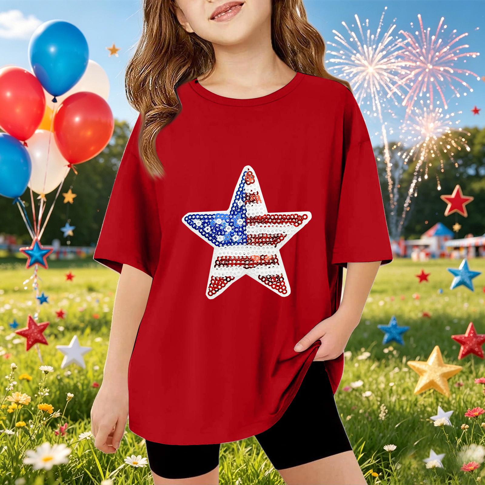 Kids Short Sleeve T Shirt with Star Pattern Sequins Front Casual Loose Fit Top for Summer Everyday Wear 160
Kids Short Sleeve T Shirt with Star Pattern Sequins Front Casual Loose Fit Top for Summer Everyday Wear 160