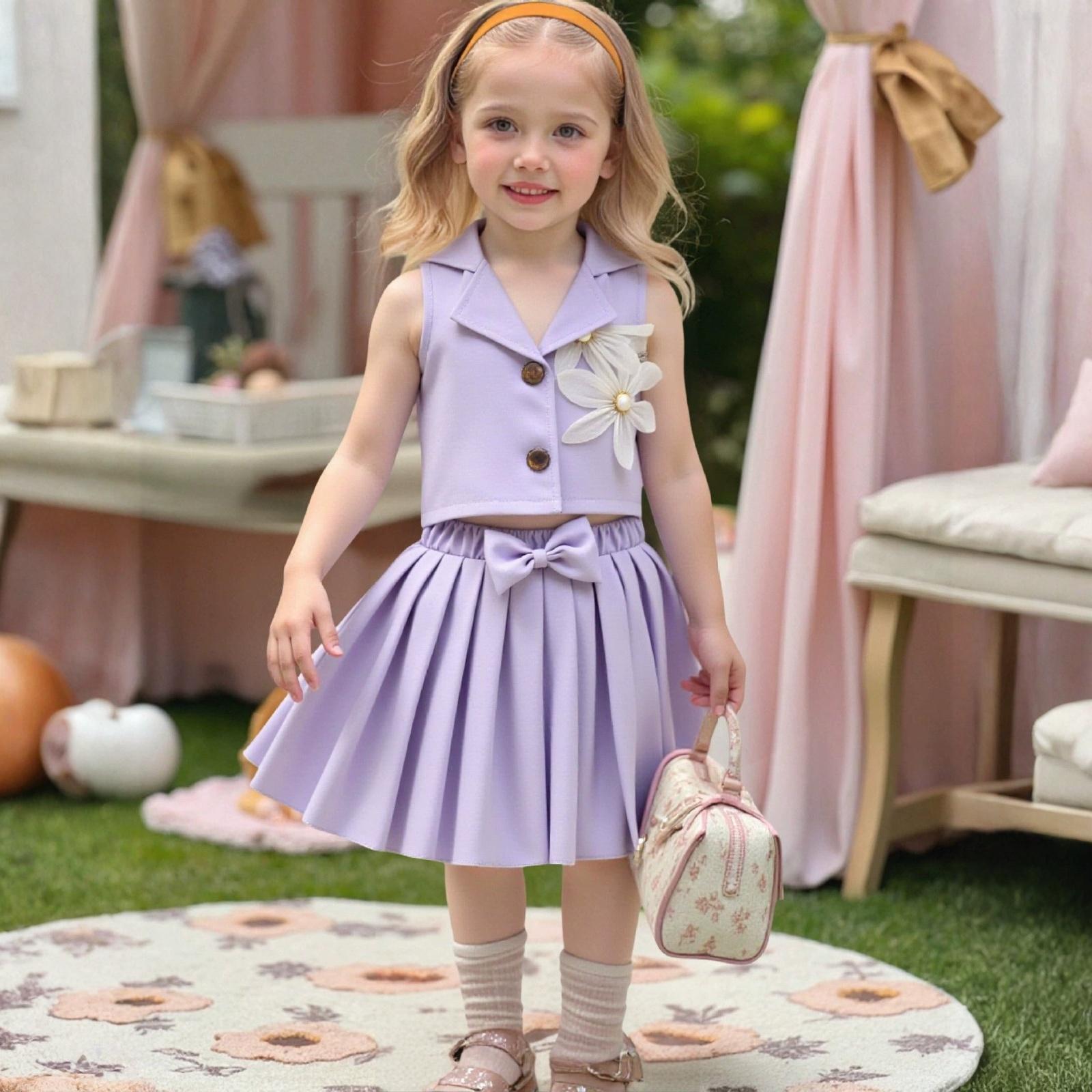 Girls 3D Flower Formal Top & Pleated Skirt Two-Piece Set 100 світло-фіолетового кольору
Girls 3D Flower Formal Top & Pleated Skirt Two-Piece Set 100 світло-фіолетового кольору
