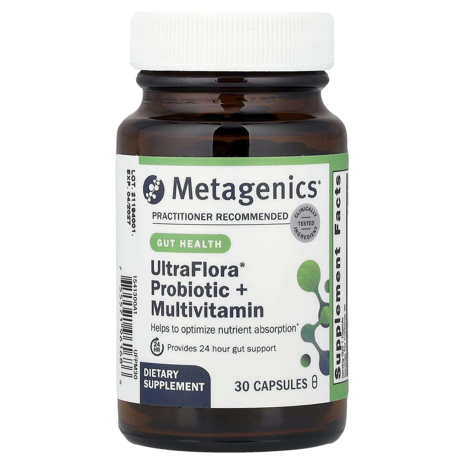 Metagenics, UltraFlora®, Probiotic + Multivitamin, 30 Capsules
Metagenics, UltraFlora®, Probiotic + Multivitamin, 30 Capsules