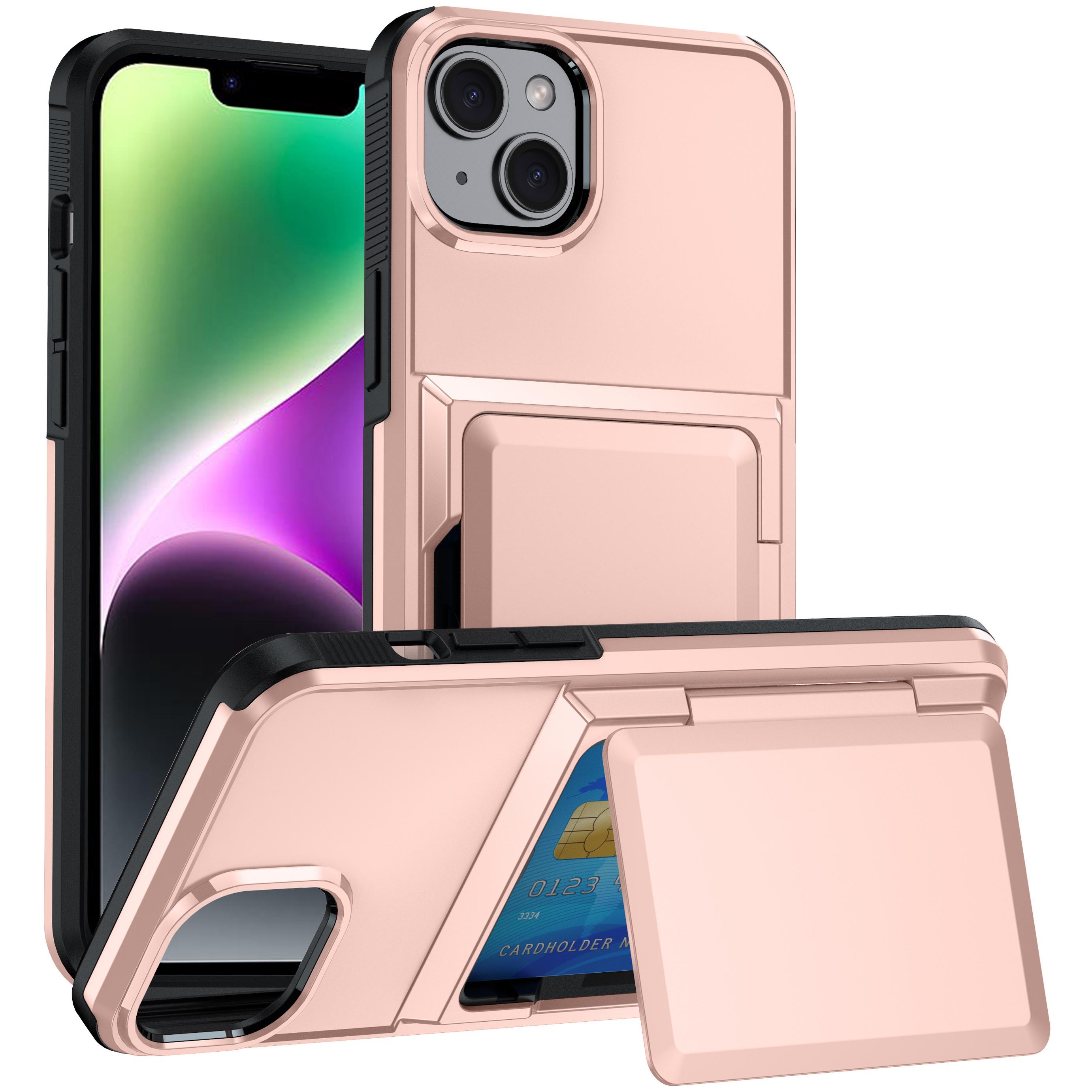 For iPhone 14 Cases Card Slot TPU+PC Kickstand Phone Case Rose Gold
For iPhone 14 Cases Card Slot TPU+PC Kickstand Phone Case Rose Gold