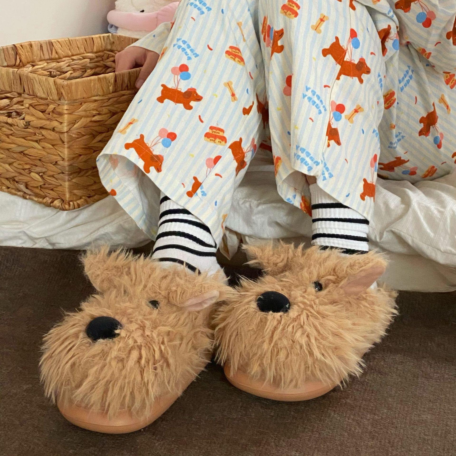 Женские 2024 Милые Мультяшные Пушистые Тапочки - Теплые, Нескользящие, Для Дома/Улицы, Хлопковые с закрытым носком для Осени/Зимы 38/39 (Fits Small - Order One Size Up)