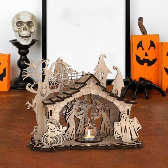 Halloween Candle Holder Spooky Wooden Witch Ghost House Candlestick Decoration for Home Indoor Party Decor A
Halloween Candle Holder Spooky Wooden Witch Ghost House Candlestick Decoration for Home Indoor Party Decor A