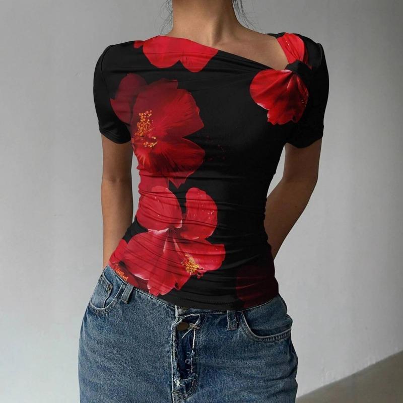 Summer New Fashionable V-neck Floral Print Slim-fitting Short-sleeved Versatile Casual Top S червоний
Summer New Fashionable V-neck Floral Print Slim-fitting Short-sleeved Versatile Casual Top S червоний