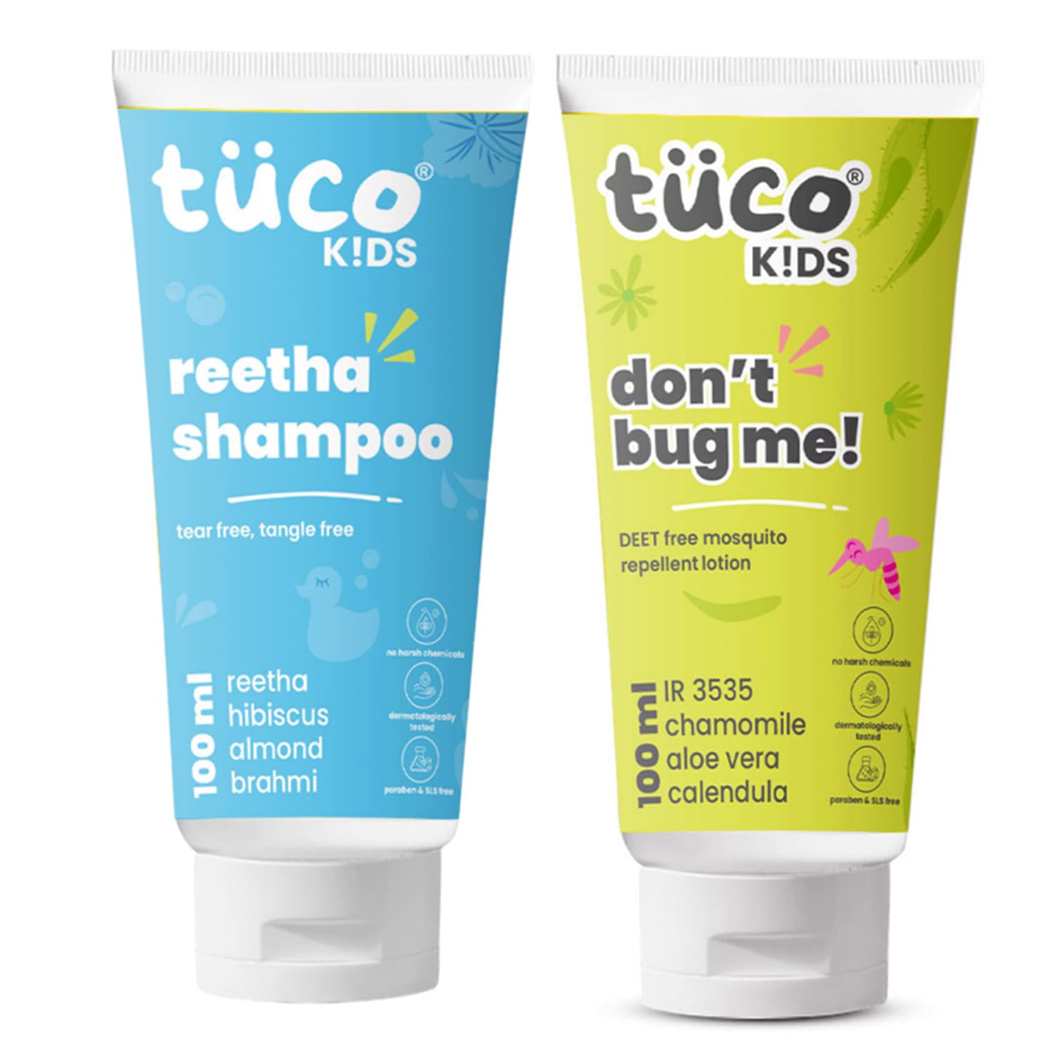 TuCo® Kids Combo Pack | Reetha Shampoo & Mosquito Repellent Lotion-100ml Each | Ages 2-5, 5-10, 10-15 | Paraben & Sulphate Free
TuCo® Kids Combo Pack | Reetha Shampoo & Mosquito Repellent Lotion-100ml Each | Ages 2-5, 5-10, 10-15 | Paraben & Sulphate Free