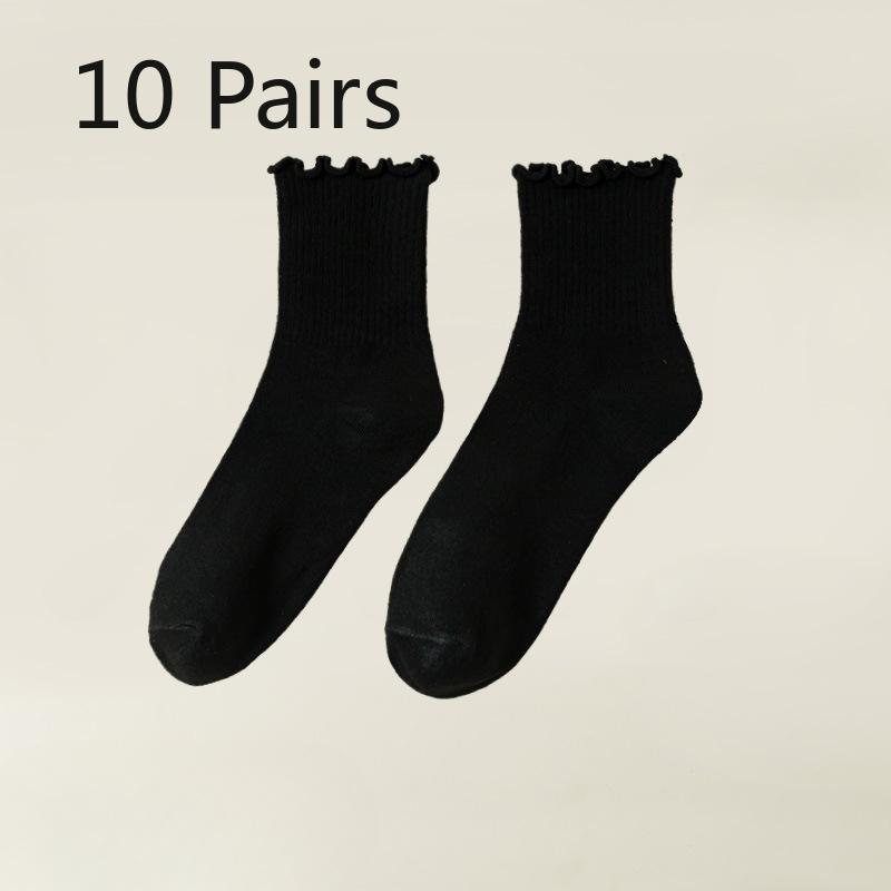 10 Pairs of Female Autumn Solid Color Wooden Ear Edge In The Tube Pile Socks 10 Pairs
10 Pairs of Female Autumn Solid Color Wooden Ear Edge In The Tube Pile Socks 10 Pairs