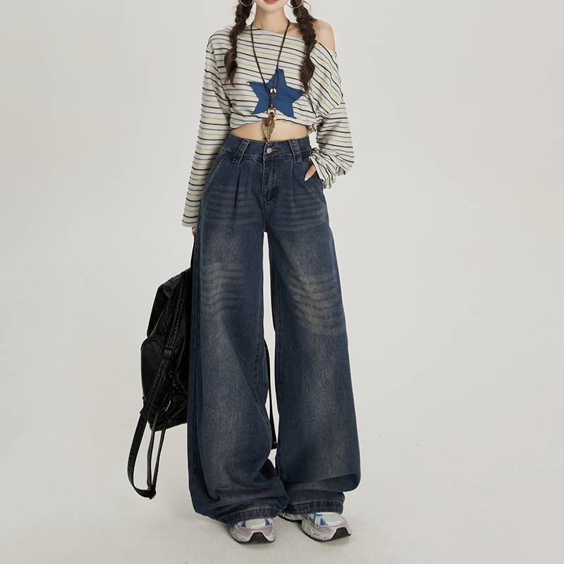 Women s Casual Fashion High Waist Straight Floor,length Jeans L синій
Women s Casual Fashion High Waist Straight Floor,length Jeans L синій