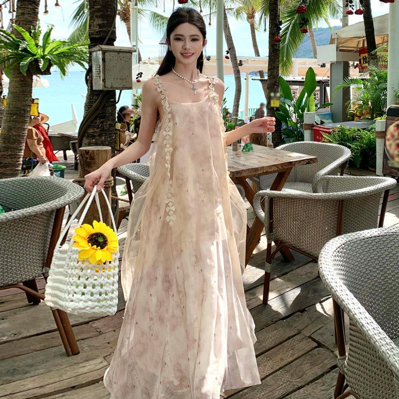 Mesh suspender dress women s spring summer loose medium and long a-shaped skirt Hainan Sanya beach skirt One size fits all
Mesh suspender dress women s spring summer loose medium and long a-shaped skirt Hainan Sanya beach skirt One size fits all