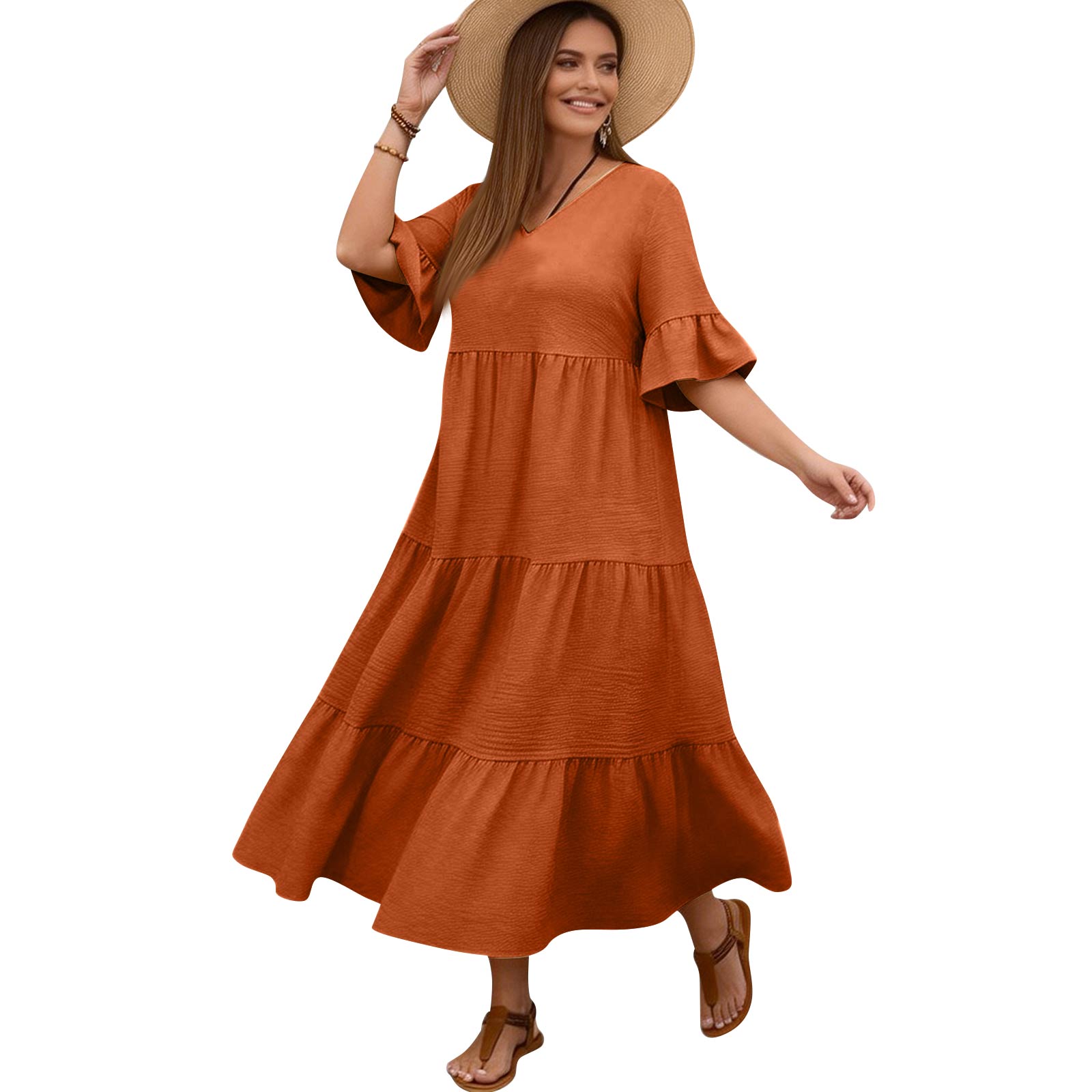 Women s Plus Size Casual Loose Fit V Neck Short Sleeve Long Length Full Skirt Dress XXXXL шафрановий
Women s Plus Size Casual Loose Fit V Neck Short Sleeve Long Length Full Skirt Dress XXXXL шафрановий
