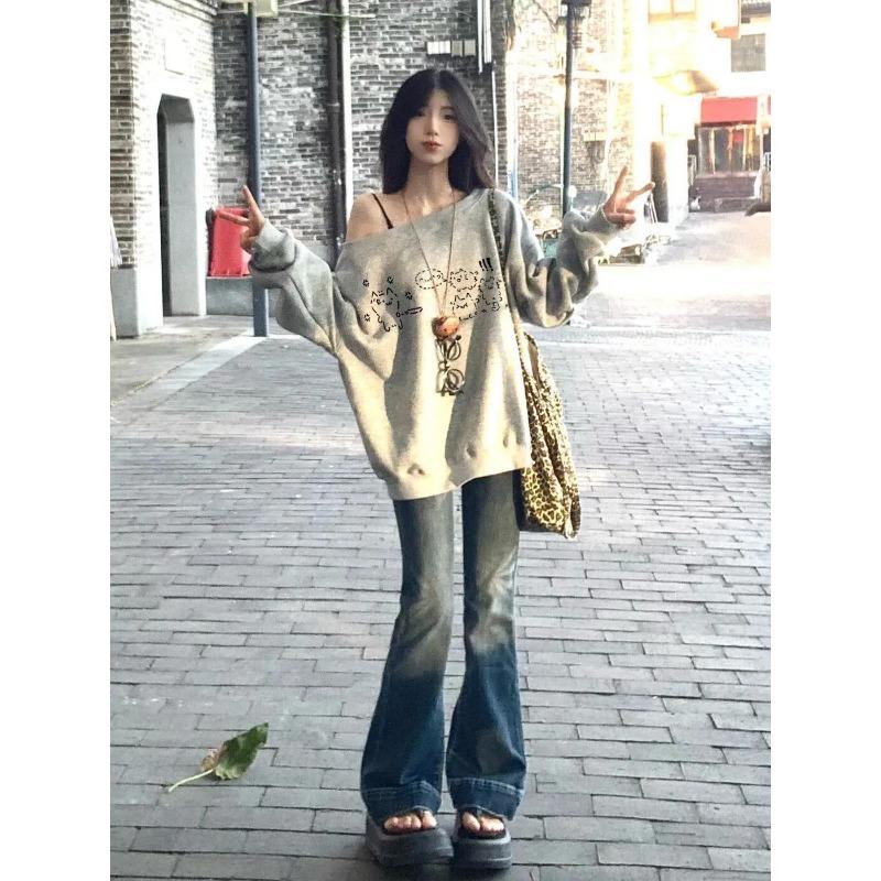 Pure Cotton Sweet Japanese Style Graffiti Printed Off-shoulder Sweatshirt for Women Spring and Autumn Loose Casual Tops XL сірий
Pure Cotton Sweet Japanese Style Graffiti Printed Off-shoulder Sweatshirt for Women Spring and Autumn Loose Casual Tops XL сірий