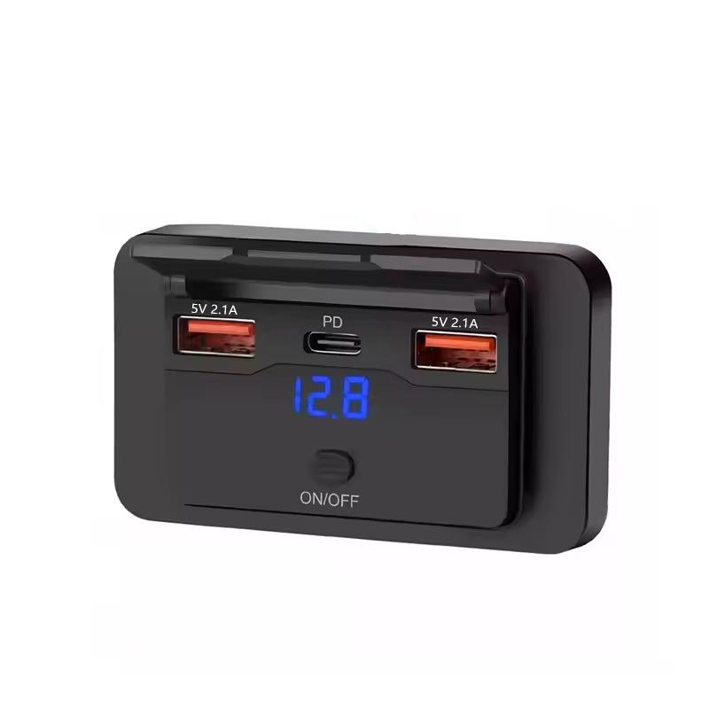 Hide Car Fast Charger Qc 3.0 18W and Dual Usb 30W Pd Socket 4-Port Car Charger Socket with Push-Switch Voltage Display
Hide Car Fast Charger Qc 3.0 18W and Dual Usb 30W Pd Socket 4-Port Car Charger Socket with Push-Switch Voltage Display