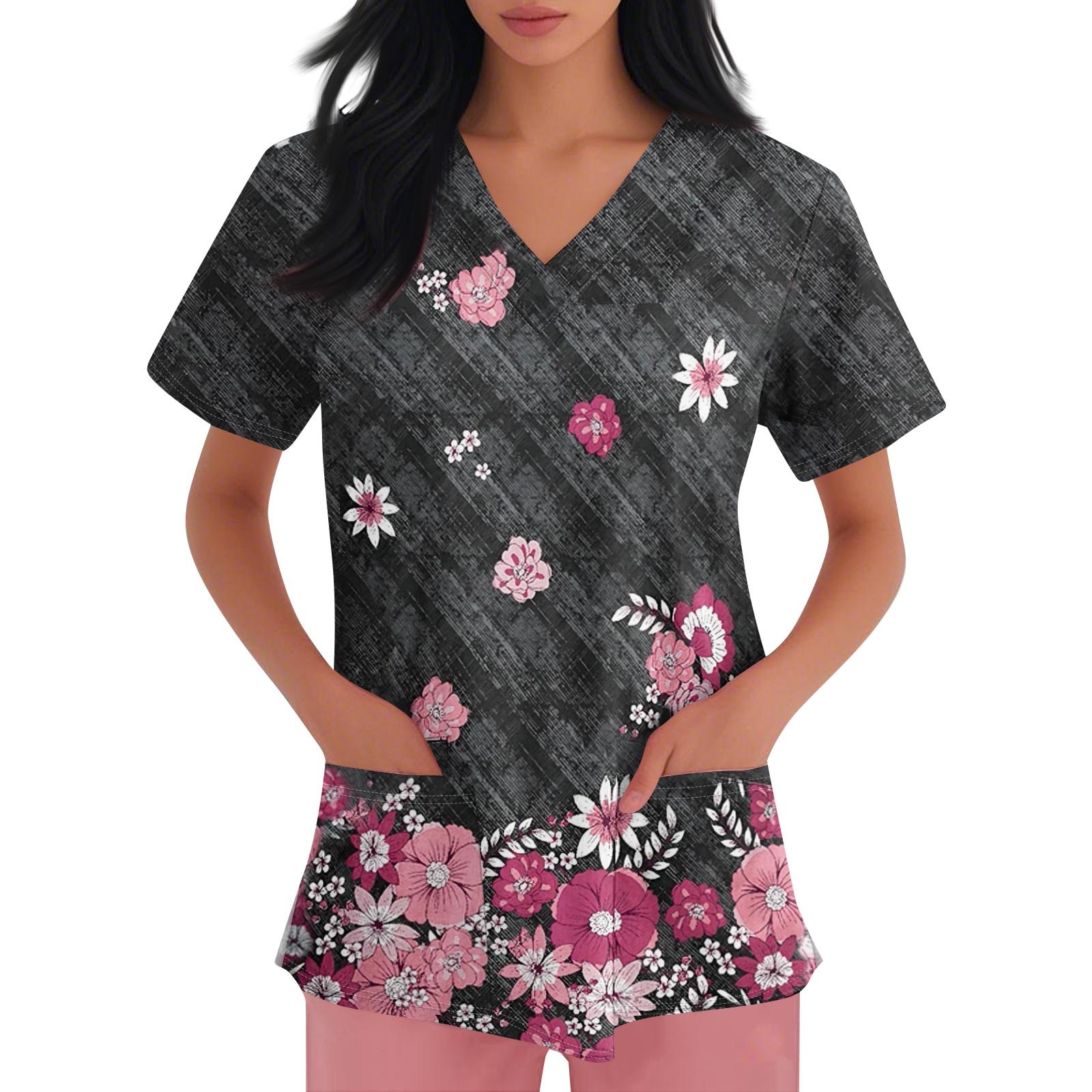 Women V Neck Printed Short Sleeve Scrub Top with Animal and Floral Pattern for Uniforms XXXXL
Women V Neck Printed Short Sleeve Scrub Top with Animal and Floral Pattern for Uniforms XXXXL