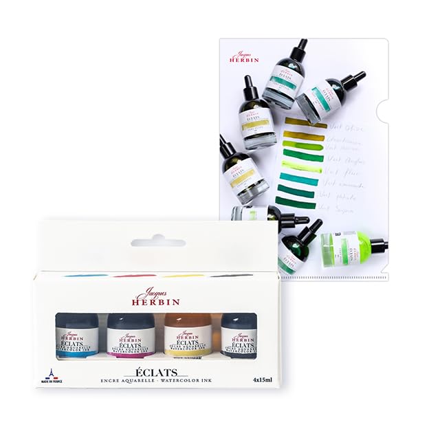 Eclat CMYK Mini Ink Set x 15ml Dye Ink for Fountain Glass and Dip Pens Includes Mini Clear File HERBIN hb10900amz (4 bottles) Pens, Pens, - -
Eclat CMYK Mini Ink Set x 15ml Dye Ink for Fountain Glass and Dip Pens Includes Mini Clear File HERBIN hb10900amz (4 bottles) Pens, Pens, - -