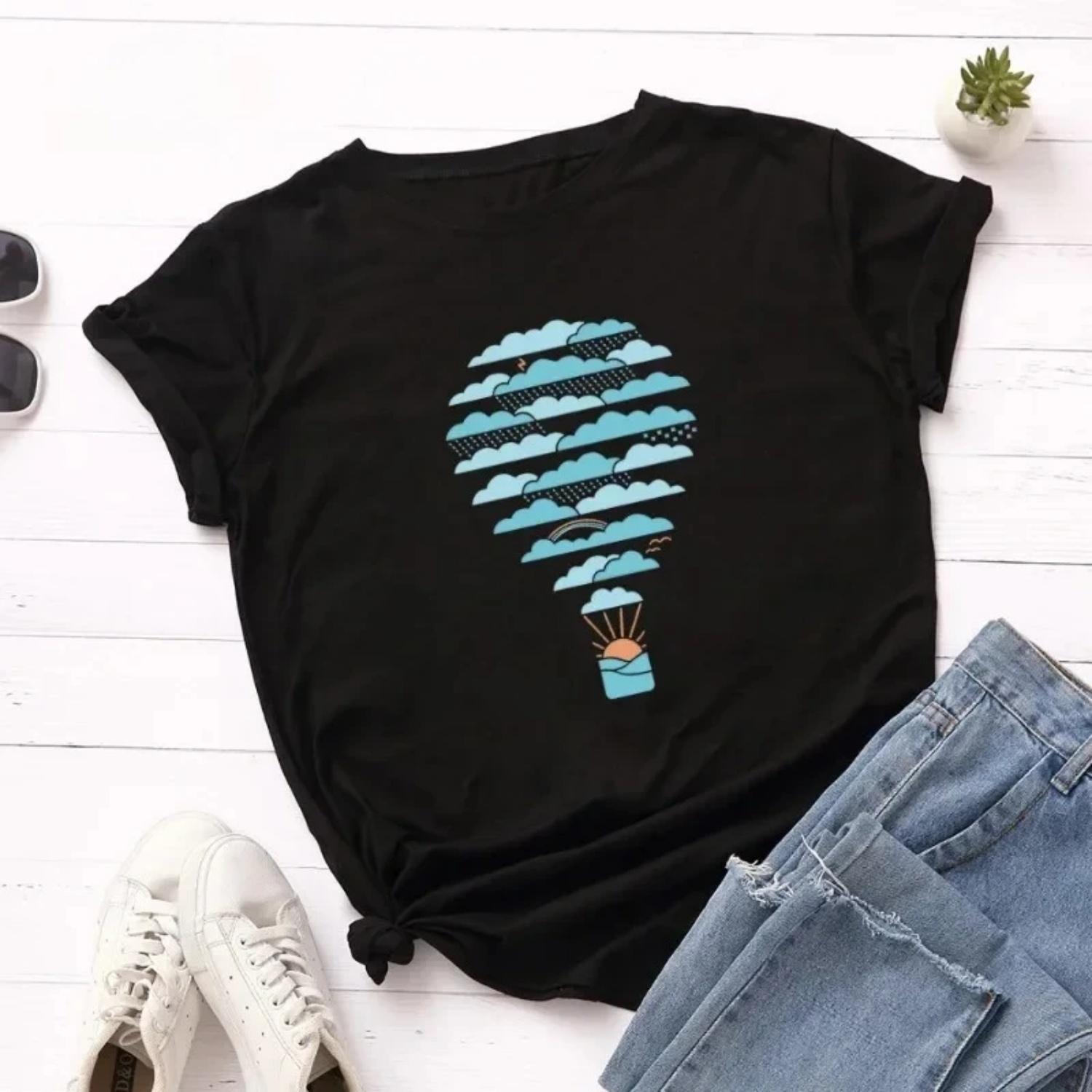 Women Tee Shirts Woman Short Sleeve T-Shirt Weather Hot Air Balloon Print Summer Tshirt Female Tops Fashion Graphic T Shirts Y2K S чёрный
Women Tee Shirts Woman Short Sleeve T-Shirt Weather Hot Air Balloon Print Summer Tshirt Female Tops Fashion Graphic T Shirts Y2K S чёрный