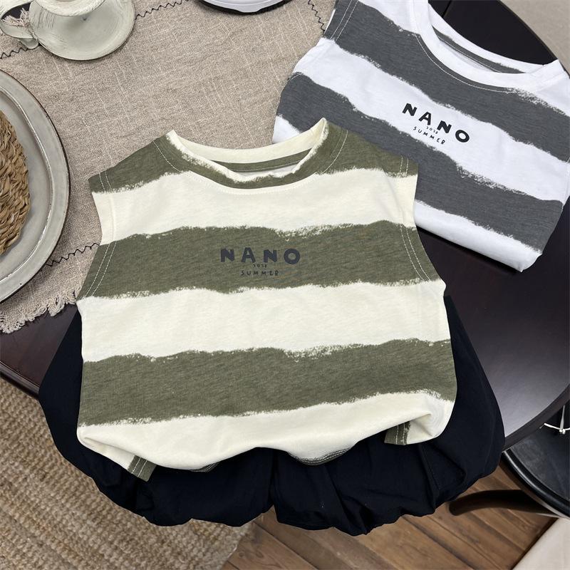 Летняя тонкая полосатая рубашка для мальчиков, повседневный свитер без рукавов с круглым вырезом 120 зелёный
Летняя тонкая полосатая рубашка для мальчиков, повседневный свитер без рукавов с круглым вырезом 120 зелёный