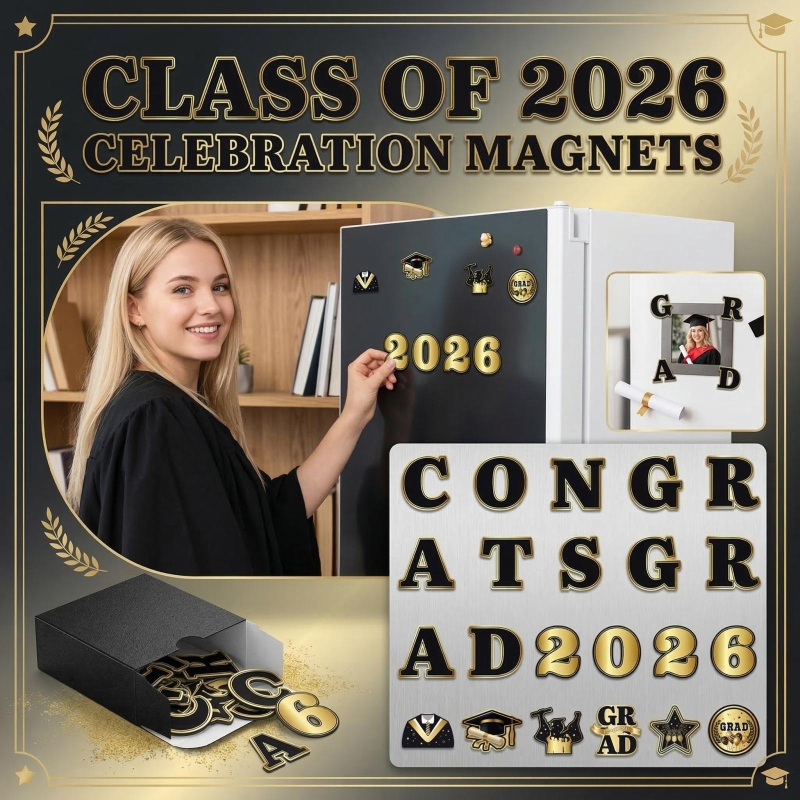 Graduation Season Magnetic Refrigerator Decorations Set 2026 Letter and Icon Magnets for Classroom Blackboard Party Gathering Decor One Size
Graduation Season Magnetic Refrigerator Decorations Set 2026 Letter and Icon Magnets for Classroom Blackboard Party Gathering Decor One Size