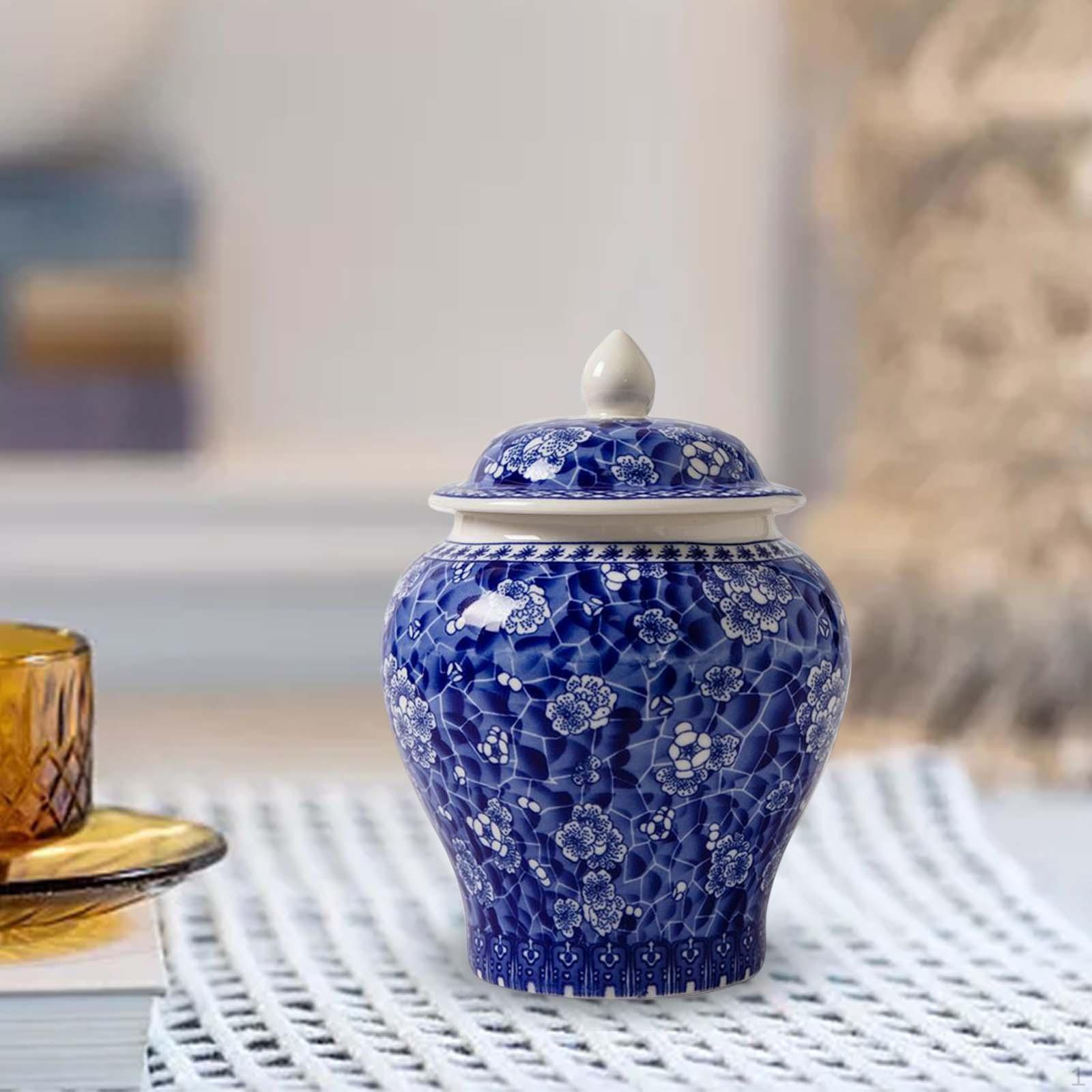Ceramic Ginger Jar Traditional with Lid Asian for Home Countertop
Ceramic Ginger Jar Traditional with Lid Asian for Home Countertop