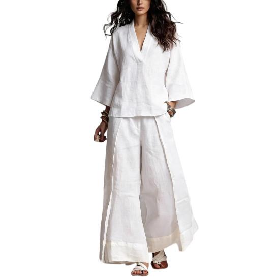 2 Piece Set for Women 3/4 Sleeve V Neck Top And Color Block Wide Leg Pants Matching Set Casual Vacation Summer Lounge Outfits XXL білий
2 Piece Set for Women 3/4 Sleeve V Neck Top And Color Block Wide Leg Pants Matching Set Casual Vacation Summer Lounge Outfits XXL білий
