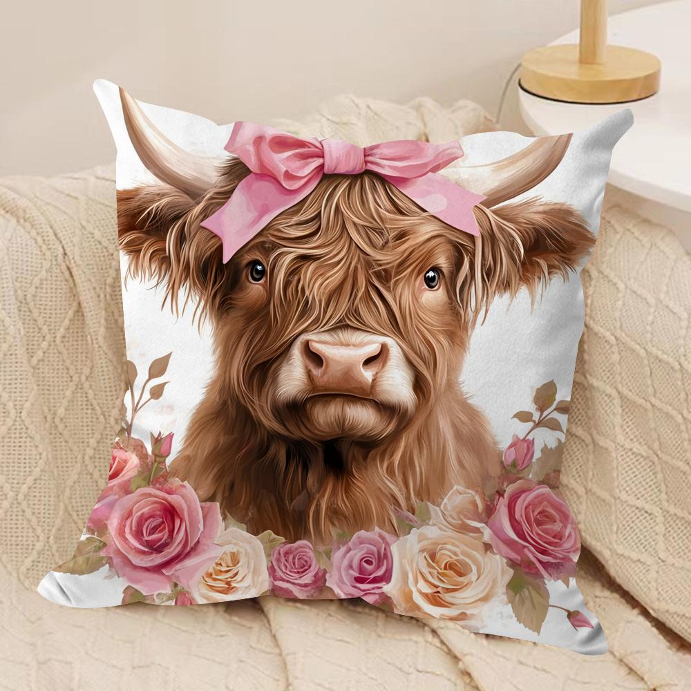 Highland cow and flower Cushion Cover Soft Plush Fabric DoubleSided Printed Cushion Covers for All Seasons Home Decor 30x30cm
Highland cow and flower Cushion Cover Soft Plush Fabric DoubleSided Printed Cushion Covers for All Seasons Home Decor 30x30cm