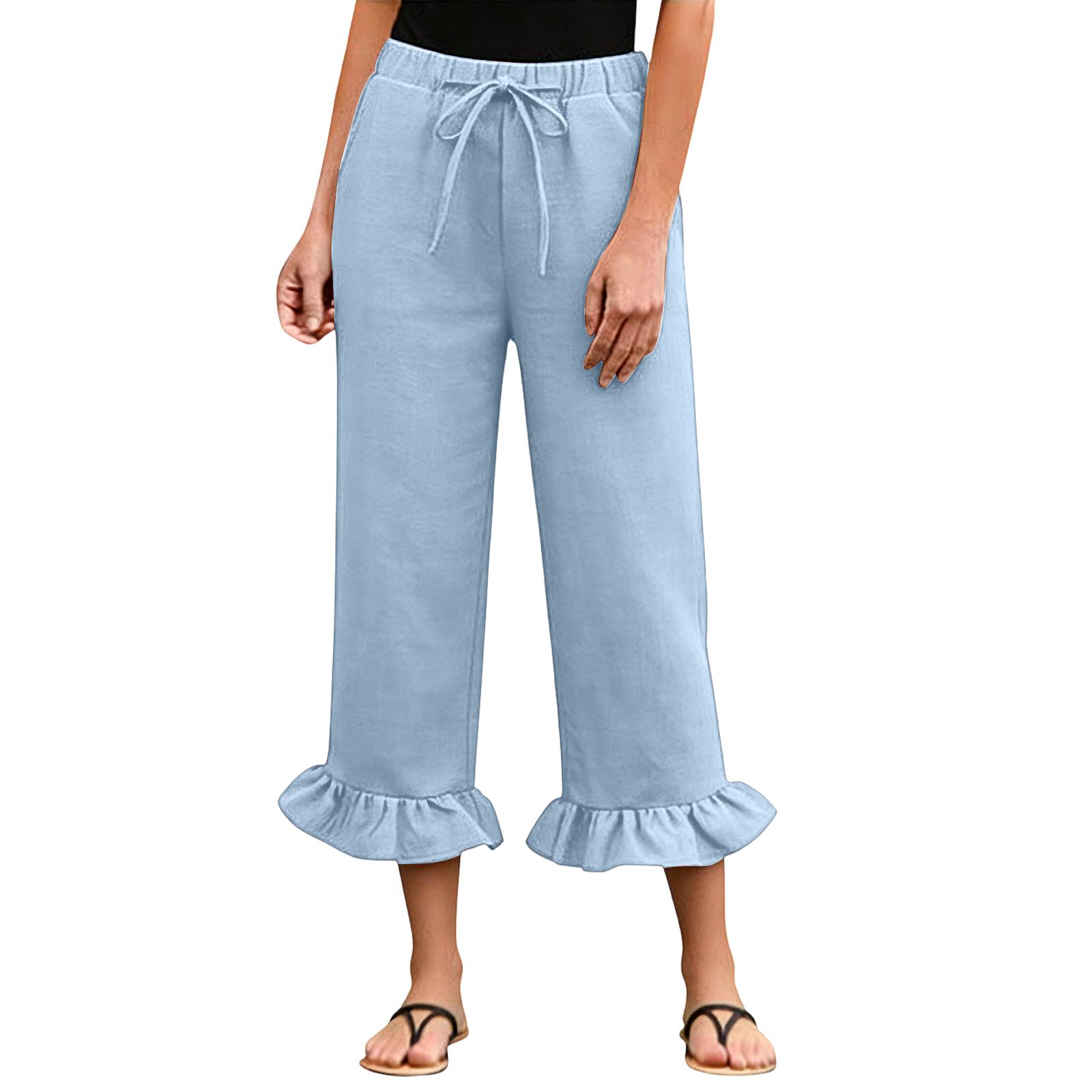 Women’s Wide Leg Ruffle Hem Cropped Pants with Adjustable Drawstring Waist Casual Loose Fit Trousers for Everyday Wear S
Women’s Wide Leg Ruffle Hem Cropped Pants with Adjustable Drawstring Waist Casual Loose Fit Trousers for Everyday Wear S