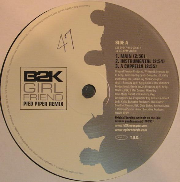12inch Record B2K - Girlfriend (Pied Piper & Ron G Remi EAS59647 EPIC 2003 US Rap & Hip-Hop/R&B Used
12inch Record B2K - Girlfriend (Pied Piper & Ron G Remi EAS59647 EPIC 2003 US Rap & Hip-Hop/R&B Used