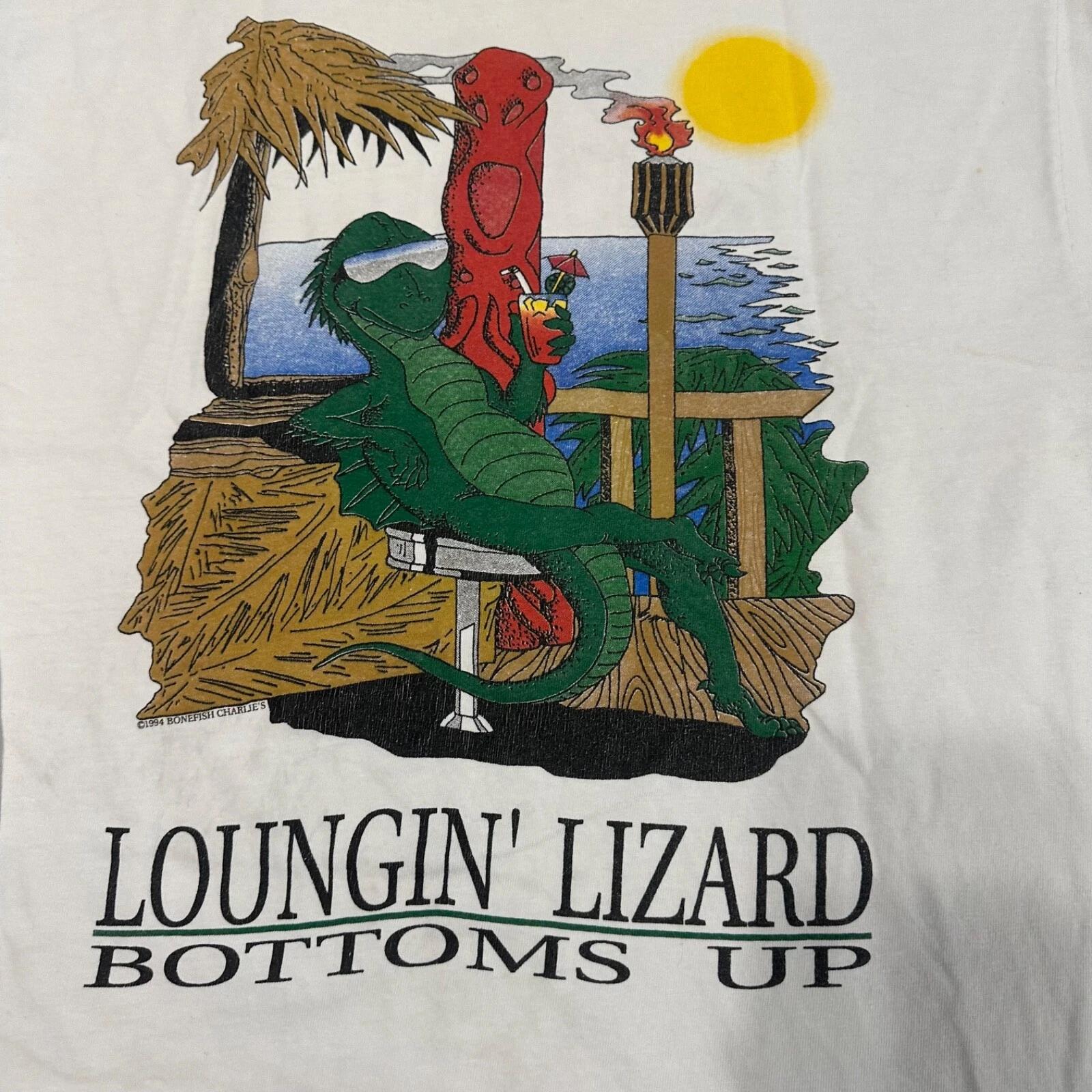 Vintag Bone Fish Charlie T-Shirt Mens M White Lounging Lizard Single Stitch USA S
Vintag Bone Fish Charlie T-Shirt Mens M White Lounging Lizard Single Stitch USA S