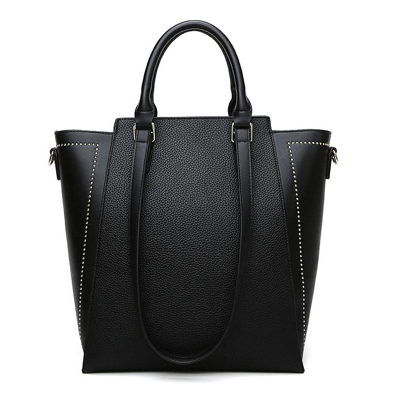 Сумка-тоут текстурная большой вместимости женская сумка новая простая женская сумка через плечо для通勤 сумка-ведро женщины могут носить на плече чёрный