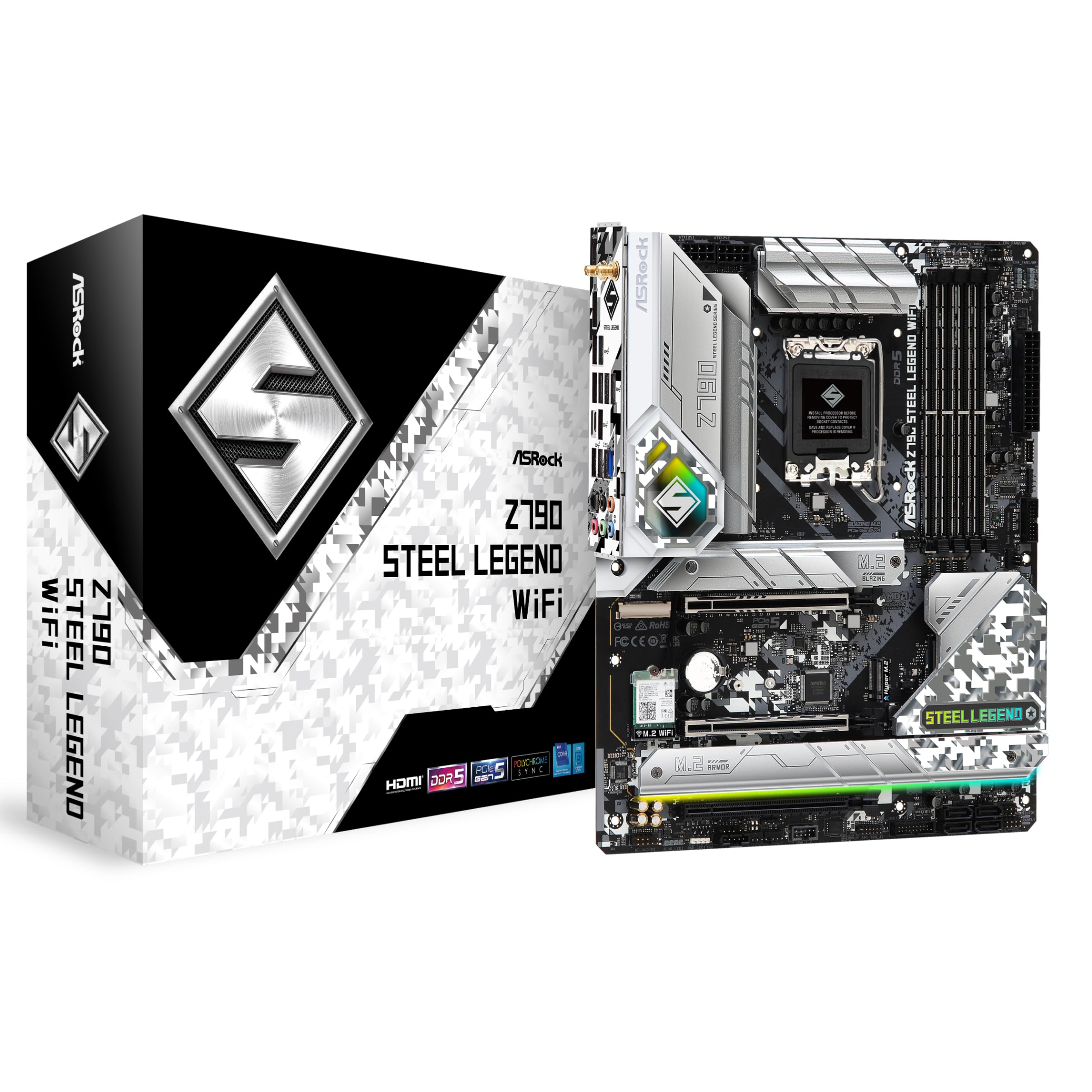 ASRock Motherboard Z790 Steel Legend WiFi Compatible with Intel 12th and 13th Generation CPU Z790 Chipset DDR5 ATX Motherboard Authorized Distributor
ASRock Motherboard Z790 Steel Legend WiFi Compatible with Intel 12th and 13th Generation CPU Z790 Chipset DDR5 ATX Motherboard Authorized Distributor