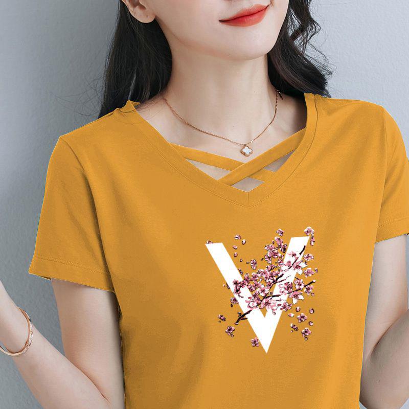 Women s Summer Irregular Openwork V-Neck Drawstring Short Sleeve Cotton T-shirt with Sweetheart Neckline and Print Half Sleeves XL
Women s Summer Irregular Openwork V-Neck Drawstring Short Sleeve Cotton T-shirt with Sweetheart Neckline and Print Half Sleeves XL