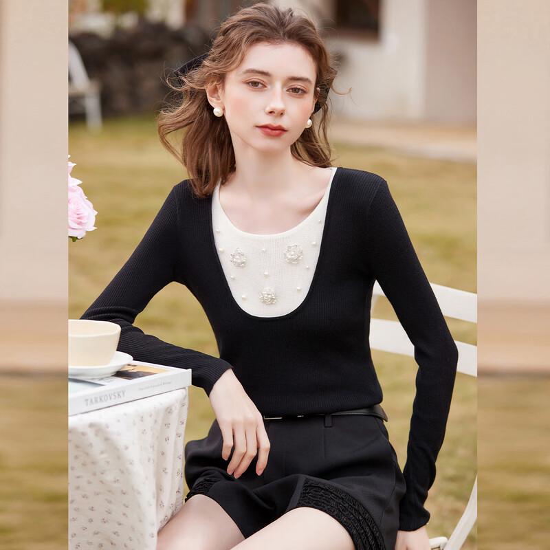 Bailuyu Women s Colorblock Faux Two-Piece Beaded Knit Top L
Bailuyu Women s Colorblock Faux Two-Piece Beaded Knit Top L