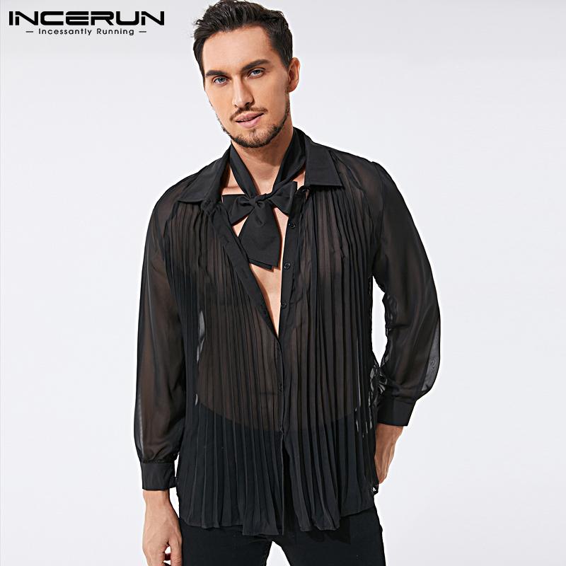 INCERUN Summe Мужская клубная одежда в сетку с галстуком, черные прозрачные топы 
INCERUN Summe Мужская клубная одежда в сетку с галстуком, черные прозрачные топы