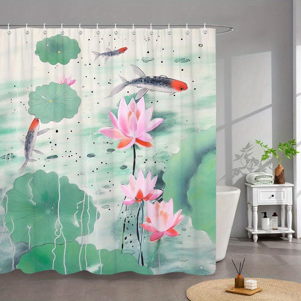1pc Koi Pond Shower Curtain - Serene Japanese Minimalist Digital Art with Orange Koi Fish, Pink Water Lilies & Green for Lotus 90x180cm
1pc Koi Pond Shower Curtain - Serene Japanese Minimalist Digital Art with Orange Koi Fish, Pink Water Lilies & Green for Lotus 90x180cm