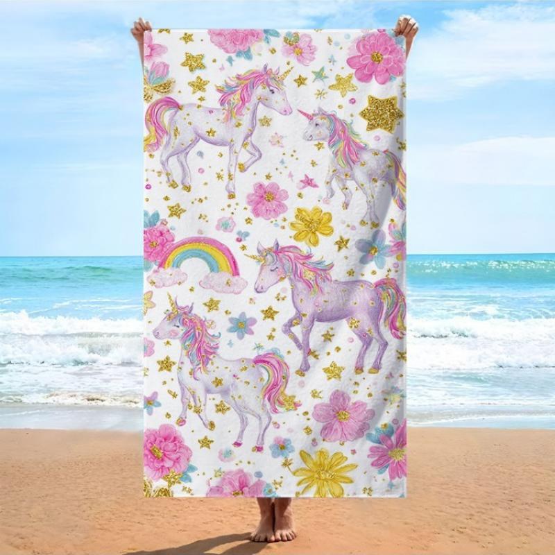 1pc Unicorn Beach Towel with Watercolor Unicorns Pink Flowers Golden Stars and Rainbow Bath Towels Soft Microfiber Fabric Unisex W30*H60(CM)
1pc Unicorn Beach Towel with Watercolor Unicorns Pink Flowers Golden Stars and Rainbow Bath Towels Soft Microfiber Fabric Unisex W30*H60(CM)