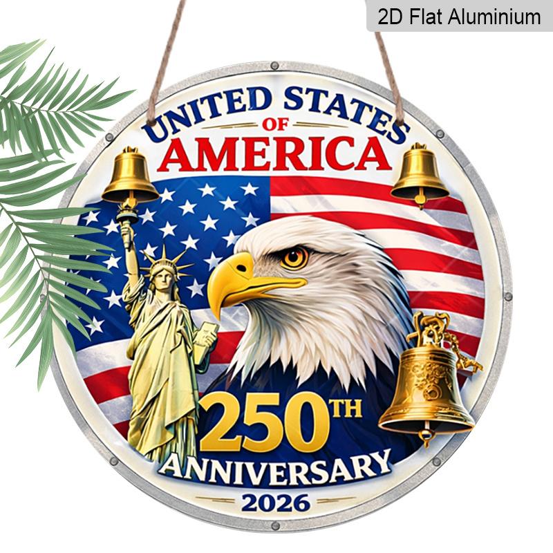2D плоский, 1 шт. Круглый США 250-летие 2026 Алюминиевая подвесная табличка, Патриотический Белоголовый орлан Статуя Свободы Колокол Свободы Дизайн, Ретро Металлическая настенная 7.87*7.87inchs
2D плоский, 1 шт. Круглый США 250-летие 2026 Алюминиевая подвесная табличка, Патриотический Белоголовый орлан Статуя Свободы Колокол Свободы Дизайн, Ретро Металлическая настенная 7.87*7.87inchs