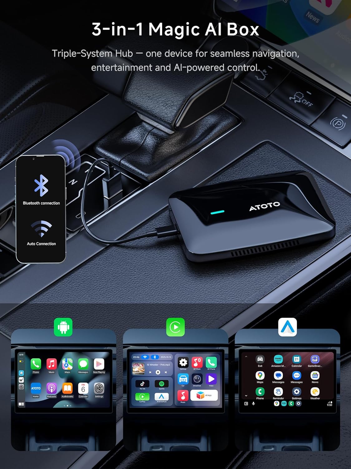 AI CarPlay Box Wireless Adapter, Supports Netflix/YouTube/TF Card, Dual WiFi, Bluetooth, 50+ AI Skills, Plug & Play for OEM Cars United States
AI CarPlay Box Wireless Adapter, Supports Netflix/YouTube/TF Card, Dual WiFi, Bluetooth, 50+ AI Skills, Plug & Play for OEM Cars United States