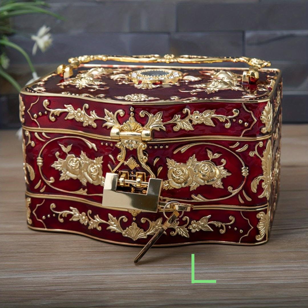 1 шт. в винтажном стиле, прямоугольное металлическое хранилище ювелирных изделий большой емкости с замком, портативный подарок для свадебного макияжа 21*15*12cm/8.26*5.9*4.72in красный/золотистый
1 шт. в винтажном стиле, прямоугольное металлическое хранилище ювелирных изделий большой емкости с замком, портативный подарок для свадебного макияжа 21*15*12cm/8.26*5.9*4.72in красный/золотистый