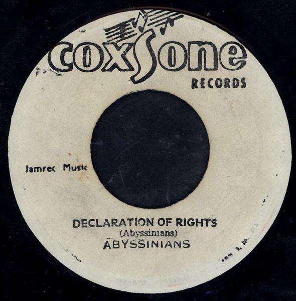 7inch Record ABYSSINIANS Declaration Of Rights NONE Coxsone Records Jamaica Reggae Ska Dub Used
7inch Record ABYSSINIANS Declaration Of Rights NONE Coxsone Records Jamaica Reggae Ska Dub Used