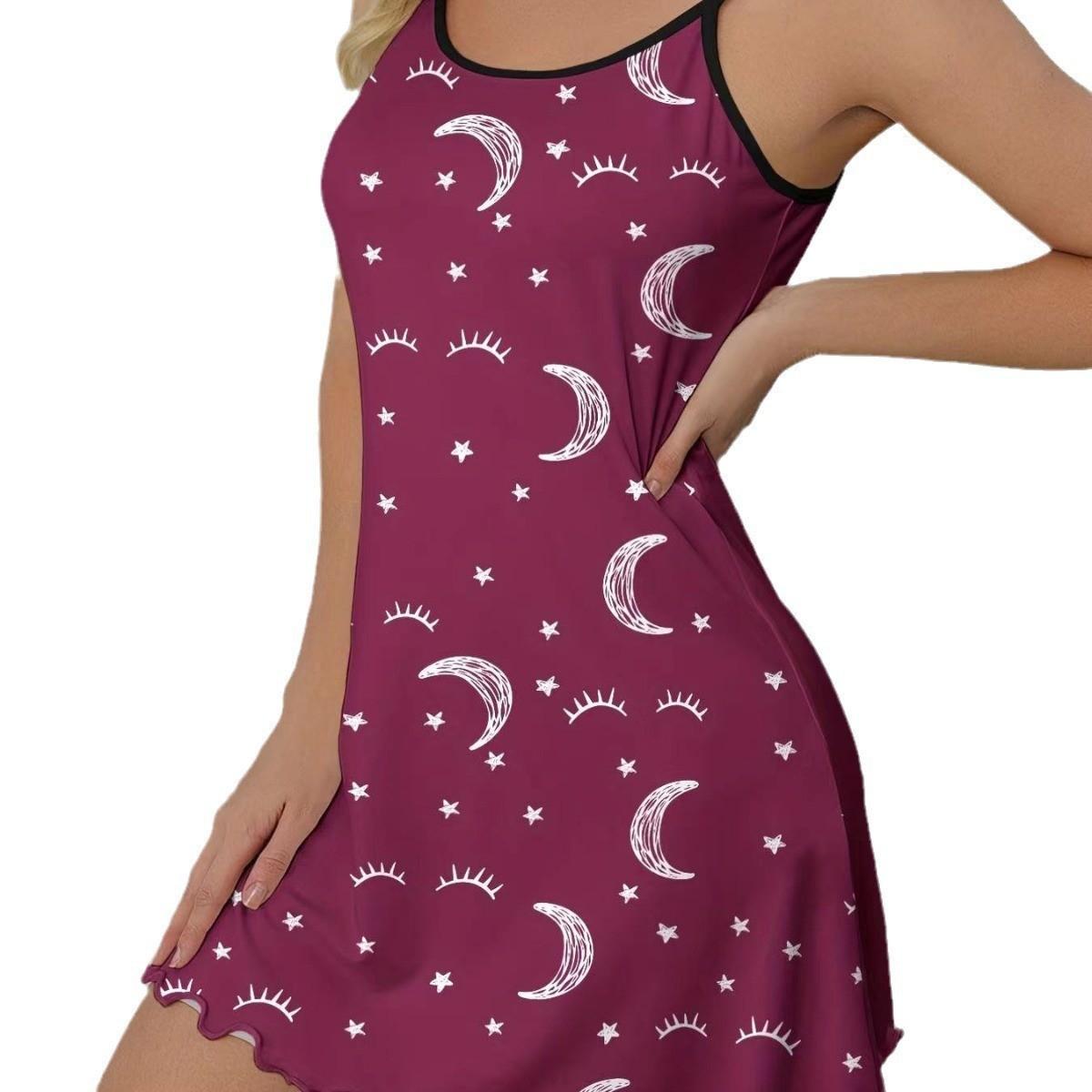 Women Sleeveless Nightgown Summer Thin Soft Fabric Cute Cartoon Moon Star Print Sleepwear Dress Casual Homewear L фиолетовый
Women Sleeveless Nightgown Summer Thin Soft Fabric Cute Cartoon Moon Star Print Sleepwear Dress Casual Homewear L фиолетовый