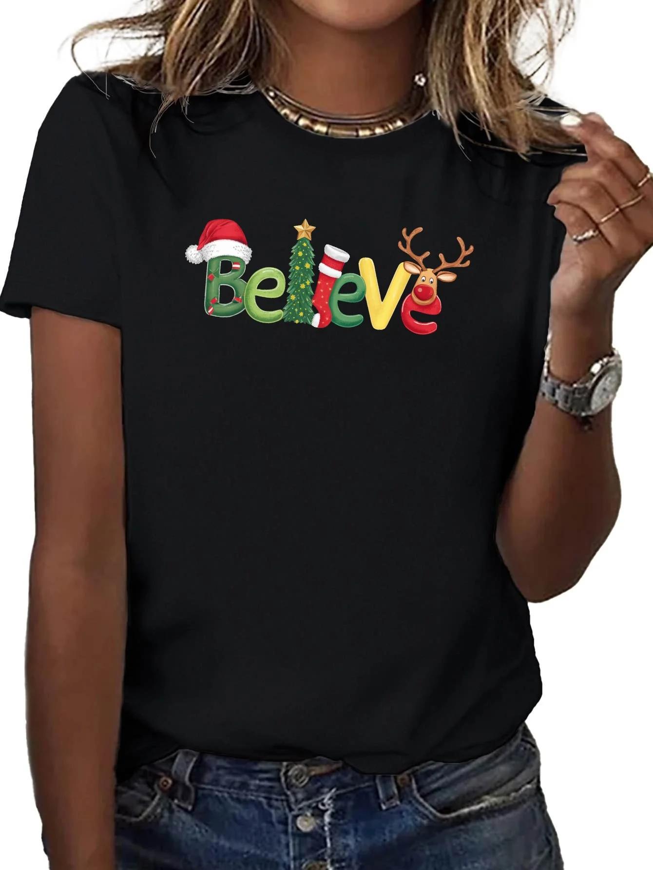 WomenS Christmas Believe Graphic TShirt Festive Santa Hat Candy Cane Design Comfortable Short Sleeves Aesthetic Clothes 4XL
WomenS Christmas Believe Graphic TShirt Festive Santa Hat Candy Cane Design Comfortable Short Sleeves Aesthetic Clothes 4XL