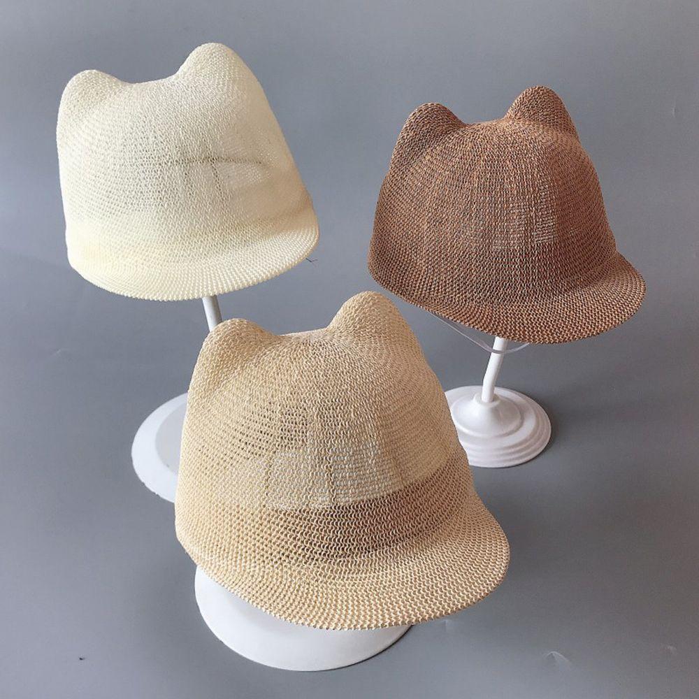 Boys Girls Children Kids Hat Baseball Cap Summer Sun Hat Snapback Hats Baby Hat With Ears Straw Cap темно-синий