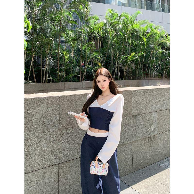 Kumikumi Fashion Set Fake Two-Piece Contrast Color Long sleeve Shirts Women Autumn Loose Slimming Casual Pants Two-piece Set Shirt M
Kumikumi Fashion Set Fake Two-Piece Contrast Color Long sleeve Shirts Women Autumn Loose Slimming Casual Pants Two-piece Set Shirt M