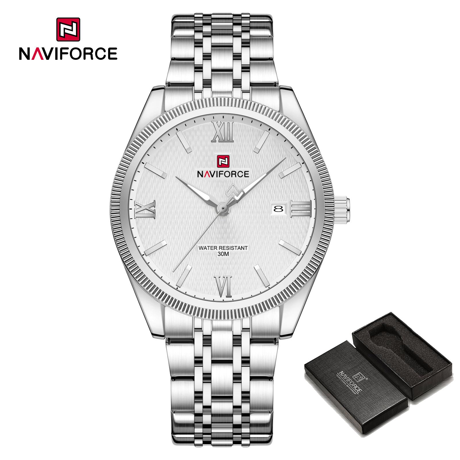 NAVIFORCE Simple Men Watch Roman Numerals Dial Luminous Hands 3ATM Waterproof Stainless Steel Strap Calendar Men Watch Gift NF9282 серебряный/белый
NAVIFORCE Simple Men Watch Roman Numerals Dial Luminous Hands 3ATM Waterproof Stainless Steel Strap Calendar Men Watch Gift NF9282 серебряный/белый