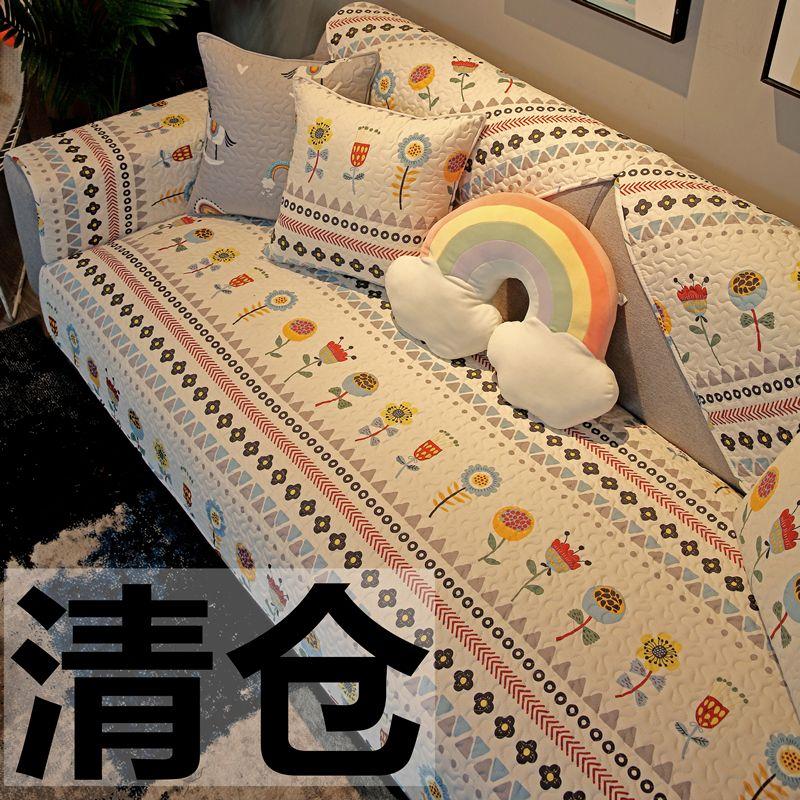 Хлопковая ткань для подушек дивана Круглый год Нейтральная Нескользящая Простая Современная Европейский стиль Полотенце-накидка на спинку дивана Все включено Полностью закрывающая Hundred Flowers Contention 45*45cm pillow core
